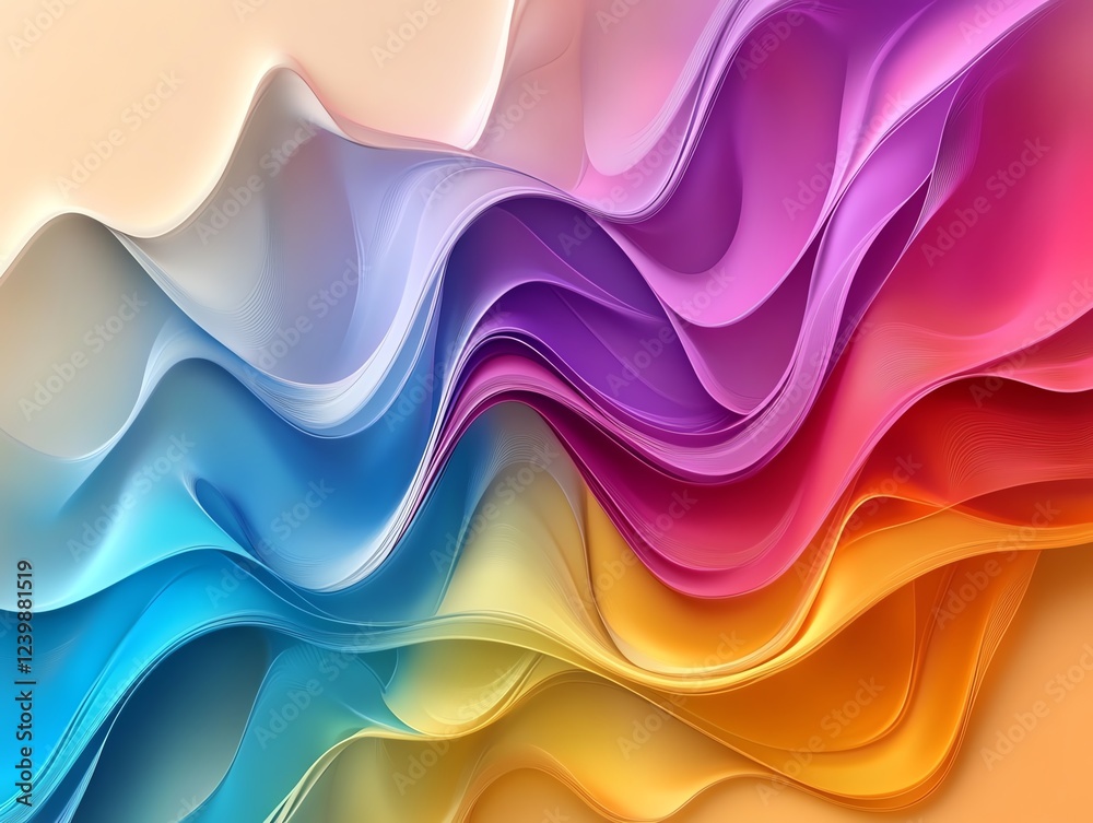 Poster colorful abstract wave patterns in vibrant hues creating a fluid and dynamic composition
