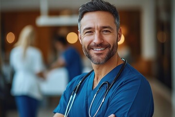 Obraz premium Confident Young Surgeon in Modern Hospital Setting