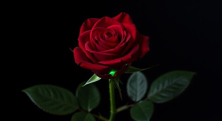 Single Red Rose Dark Background Romantic Flower Image