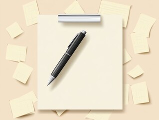 note memo paper with pen and paper background.  - ai