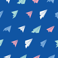 Collection of Paper Airplane Vector Seamless Pattern illustration for Print, Wallpaper, Decoration.