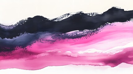 Obraz premium Abstract Pink and Dark Purple Mountain Landscape Painting