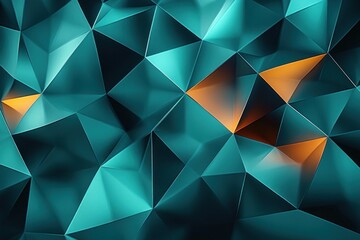 Fototapeta premium teal black geometric abstract low-poly artwork dynamic composition vibrant shapes