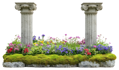 PNG Flowers pillars garden columns.