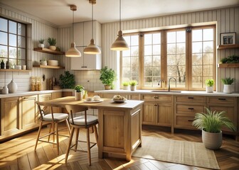 Fototapeta premium Vintage Scandinavian Kitchen Interior