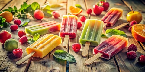 Fototapeta premium Vintage Summer Popsicle Recipes: Homemade Refreshing Treats