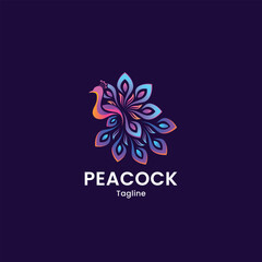 Peacock gradient logo, peacock vector