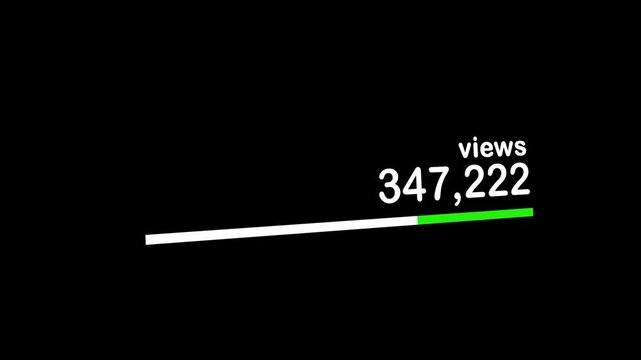 Social Media Views and Like Counting YouTube 1 Million Views Counter Alpha Channel. 4K Resolution