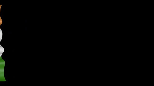 India Curtain Flag Transition Animation on Alpha Channel, Loop
