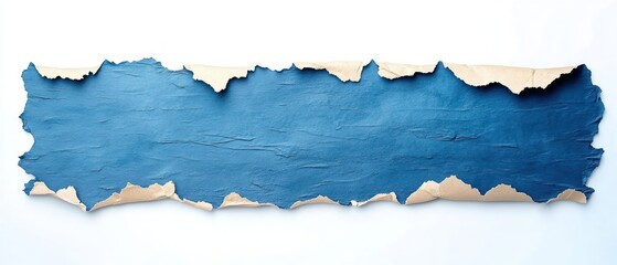 torn paper abstract background blue header isolated minimalist design