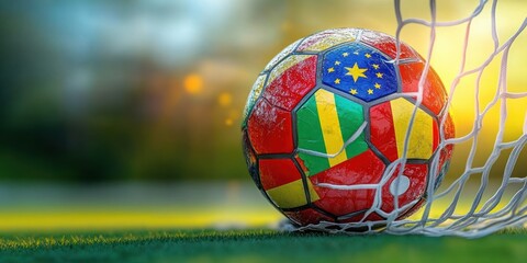 Soccer Ball in Goal World Cup 2025 Flags Tournament Victory Team Play