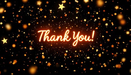 Glowing Thank You Image with Stars and Confetti