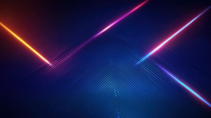 Futuristic Digital Artwork with Deep Blue Gradient Background and Neon Lines