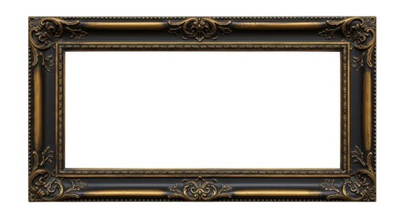 Ornate Antique Gold Picture Frame with Intricate Design on White Background, Ideal for Interior Decoration or Art Exhibition Display.
