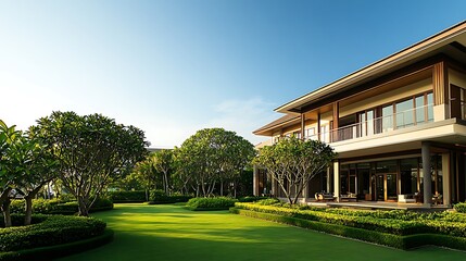 Luxury Villa in Tropical Paradise: Modern Architecture and Lush Landscaping