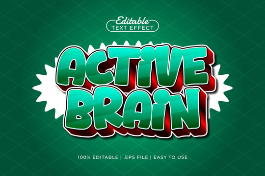 active brain editable text effect with a kids and school text style