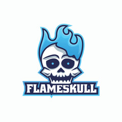Skull Flame Simple Mascot Logo