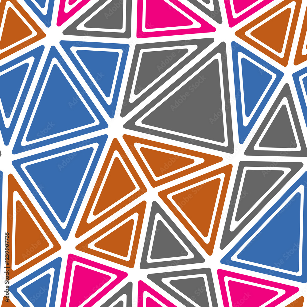 Poster abstract mosaic background. rounded solid shapes in frames. big triangles size. multiple colors styl
