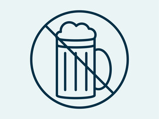 No alcohol icon. Fasting ramadan icon. Outline icon concept.