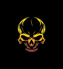 Fiery Skull Logo Design Gradient, Yellow, Orange, Black Background