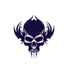 Tribal Skull Design, Dark Art, Tattoo Style, Vector Graphic, Emblem