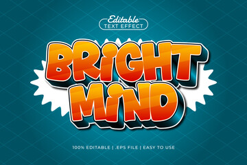 bright mind editable text effect with a kids and school text style