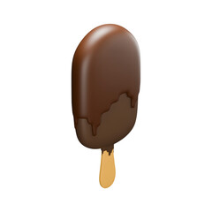 a 3d rendered illustration of sweet ice cream with melted chocolate 