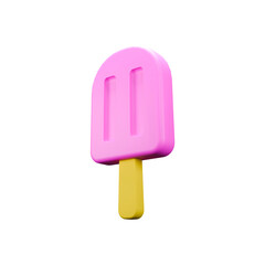 a 3d icon render of sweet strawberry ice cream stick 