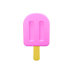 a 3d icon render of strawberry ice cream stick 