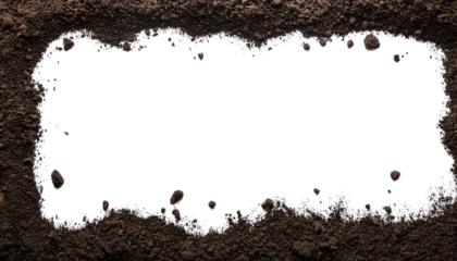 Dark soil texture with a natural frame, perfect for gardening or agricultural themes.