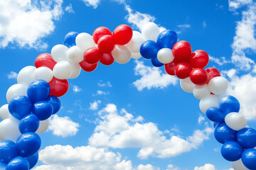 red white and blue balloons in the sky 4th july celebration