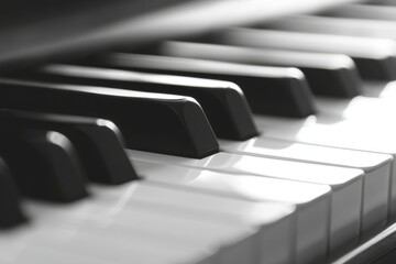 Black and White Piano Keys in Close-Up View