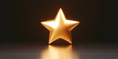 Shimmering Golden Star with Glossy Texture on Dark Background