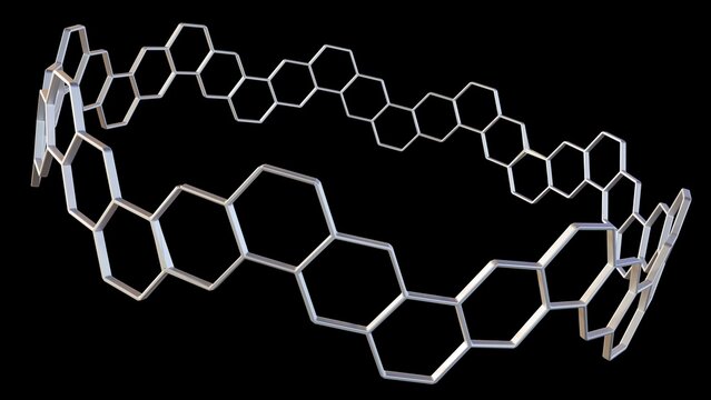 3D rendering of nanobelt structure. The type of nanomaterial with a unique, ribbon-like shape.