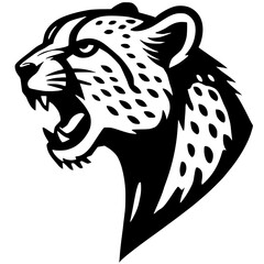 Silhouette portrait of angry leopard