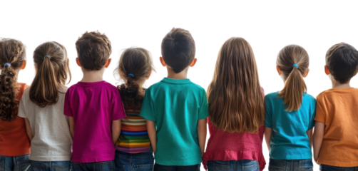 PNG Crowd kids children back view.