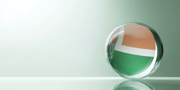 Glass Sphere Reflecting the Flag of the Republic of the Congo: A Minimalist Digital Artwork