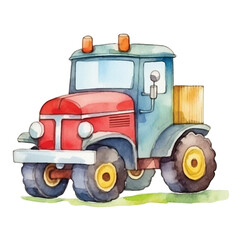 watercolors Bus cartoon icon  illustration