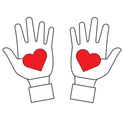 Obraz premium Hand or finger heart icon. Love sign. I love you hand gesture. Variety design icon, with love icon vector illustration.