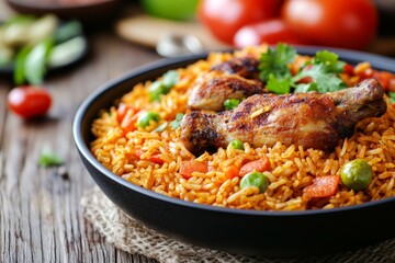 Fototapeta premium Delicious Chicken Biryani with Spices and Vegetables