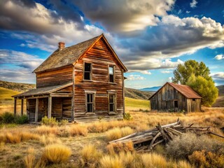Abandoned Wood Homestead Ruins - Long Exposure Photography