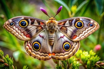 Austrian Emperor Moth on Wildflower, Tyrol, Europe - Stunning Macro Food Photography