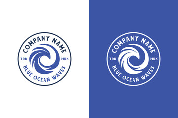 wavy blue ocean logo icon design with abstract wave gradient graphic symbol, vector illustration