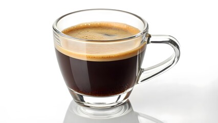 Clear Glass Espresso Cup with Rich Crema & Dark Coffee V5