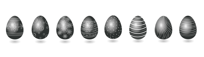 Set of black Easter eggs