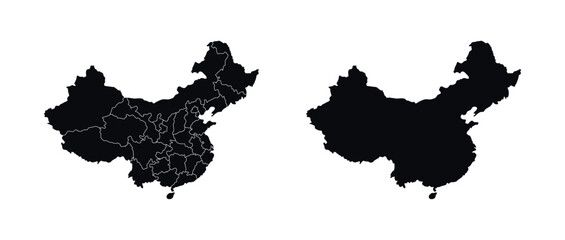 Obraz premium China Map vector icon. Map of China Black Silhouette.