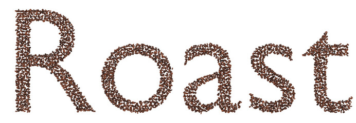 Roast - 3D Coffee Bean Text on Transparent Background