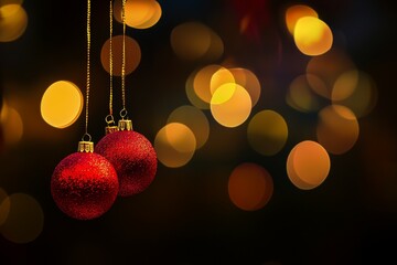 Fototapeta premium Festive Holiday Ornaments with Bokeh Background