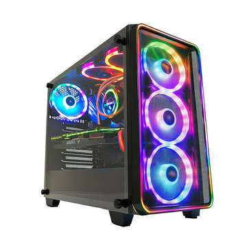 Gaming pc isolated on transparent background