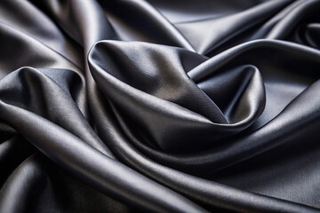 Draped dark grey silk fabric, studio shot, smooth texture, elegant background, fashion design